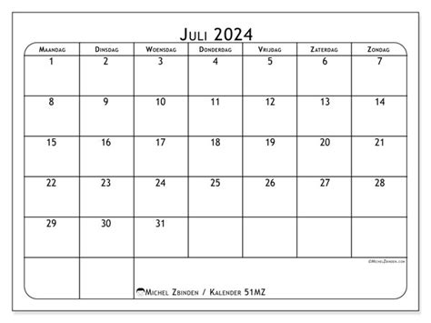 Kalender Juli 2024 Eenvoud Mz Michel Zbinden Sr