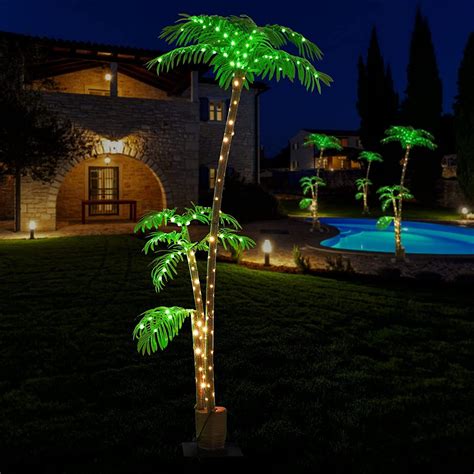 6ft Solar Palm Tree Lights Led Artificial Tree Light 8 Mode For Xmas