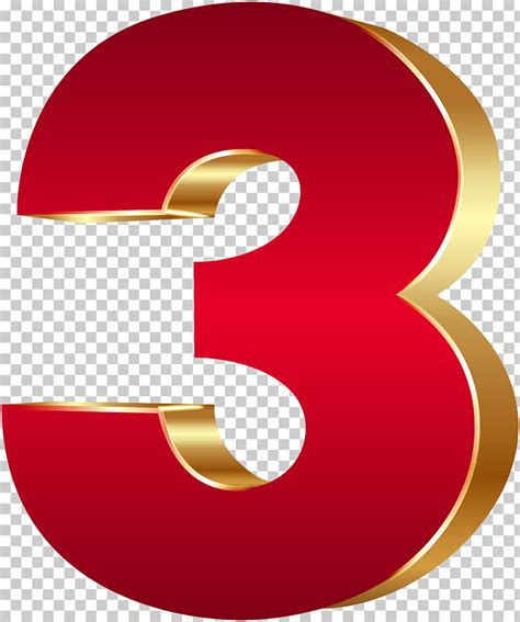 Número Rojo 3 Número 3d Gráficos Por Ordenador 3d Número Tres Oro