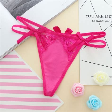 Buy 2019 Sexy Bow Lace Bandage G String Women Thongs Panties Intimates