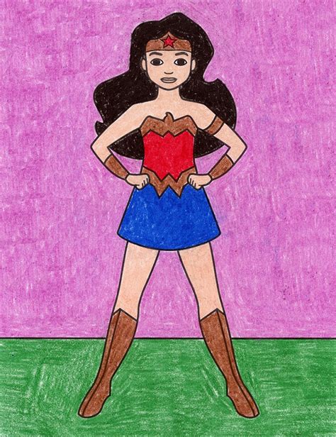 Easy How To Draw Wonder Woman Tutorial Video And Coloring Page