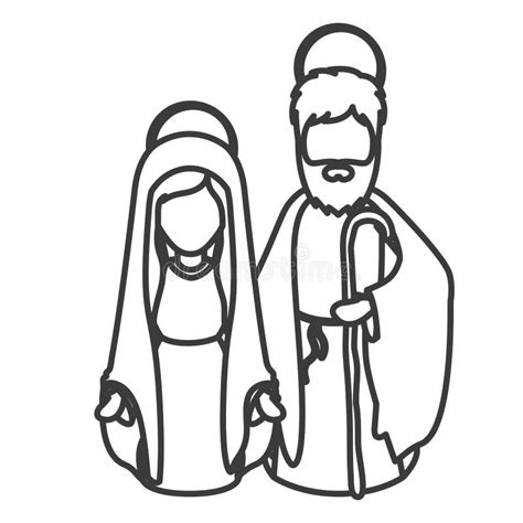 Mary And Joseph Cartoon Of Holy Night Design Stock Illustration