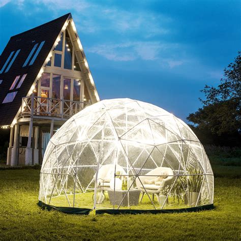 Vevor Garden Dome 12ft Geodesic Dome With Pvc Cover Lean To Greenhouse