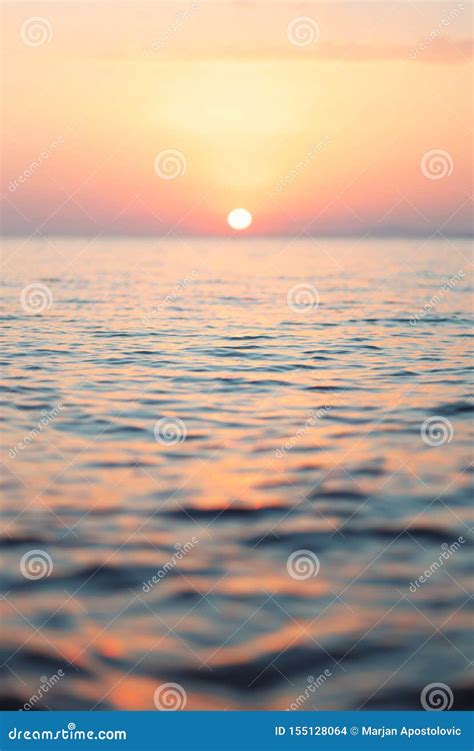 Beautiful Sunset On The Sea Horizon Water Surface Stock Photo Image