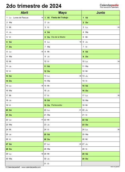 Calendario Trimestral En Word Excel Y Pdf Calendarpedia
