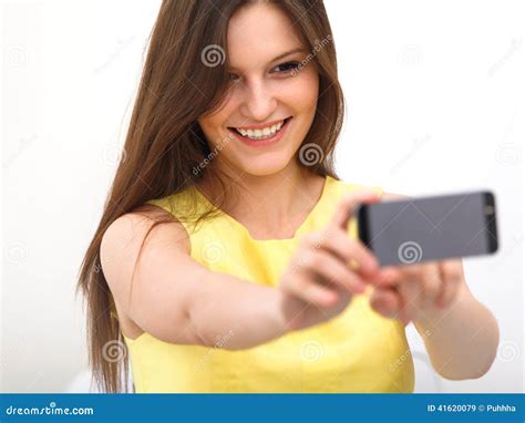 Beautiful Girl Taken Taking Selfie Self Portrait With Pho Stock Image