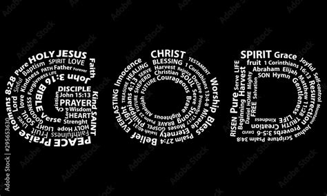 Word God In White Written With Christian Words On Black Background Christian Background Stock