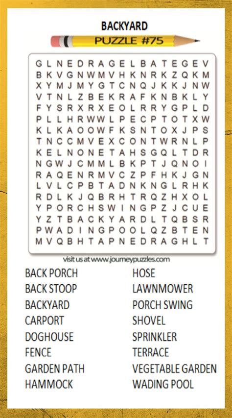 Enjoy This Word Search Puzzle About Backyard Search For