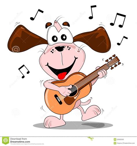 A Cartoon Dog Playing A Guitar A Cartoon Dog Playing Music Cartoon