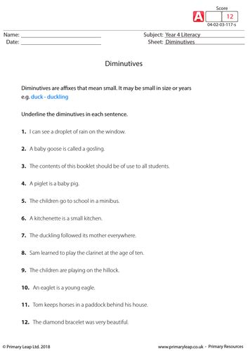 Diminutives 2 Teaching Resources