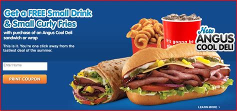 Get Your Fries And Drink For Free When You Purchase The New Angus Cool Deli Sandwich At Arbys