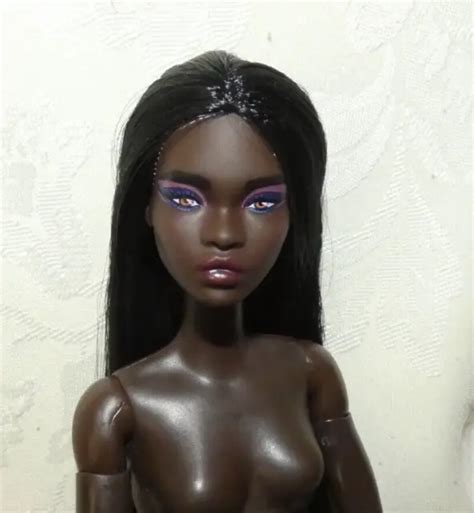 Nude Barbie Signature Looks Tall Made To Move Aa Doll Ooak Black Hair Picclick