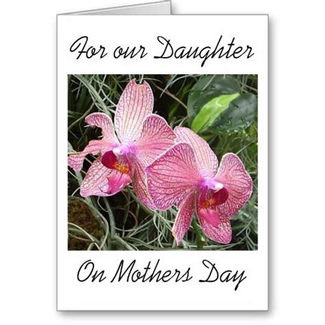 A Card With Two Pink Orchids On It And The Words You Our Daughter On Mothers Day