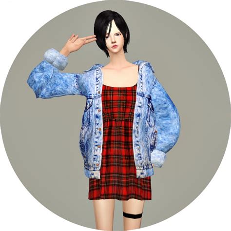 Sims4 Marigold Vintage Denim Jacket Dress • Sims 4 Downloads