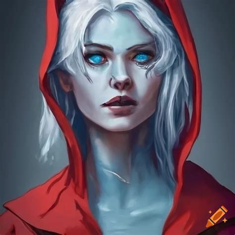 Dungeons And Dragons Style Rogue Woman With Light Blue Skin And Blue Eyes With Cropped White