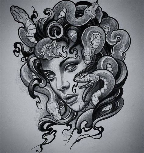 medusa graphic design Татуировки на тему греческой мифологии Эскиз тату Татуировка с медузой