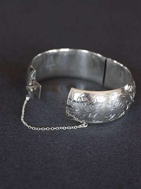 Large Sterling Silver Bangle Bracelet Vintage Birks Swirling Vine And