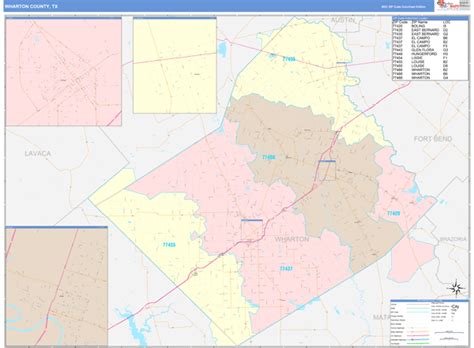 Wharton County Tx Wall Map Color Cast Style By Marketmaps Mapsales