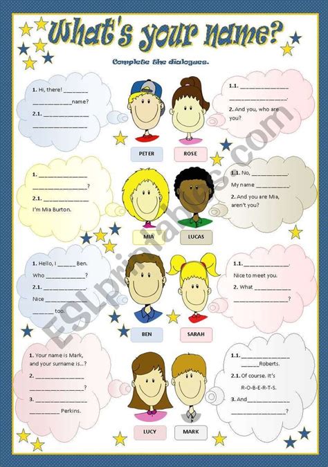 What´s Your Name Esl Worksheet By Mariaolimpia Kindergarten