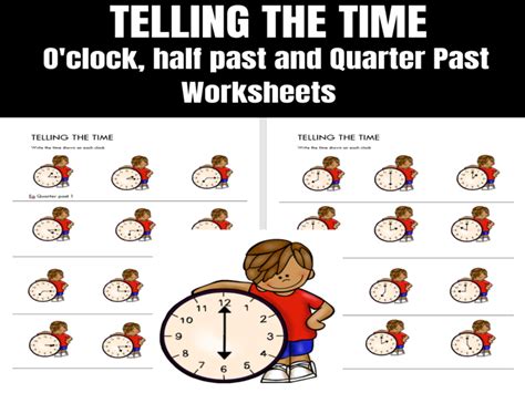 telling the time o clock half past and quarter past times worksheet teaching resources