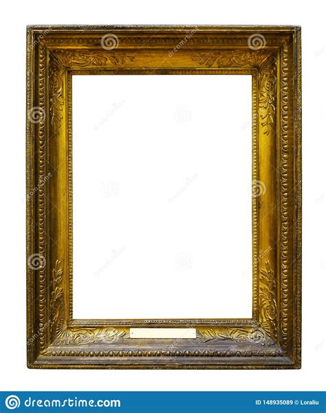 Picture Gold Wooden Ornate Frame For Design On Isolated Background