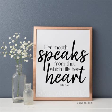 Luke 645 Printable Wall Art Her Mouth Speaks From That Which Etsy