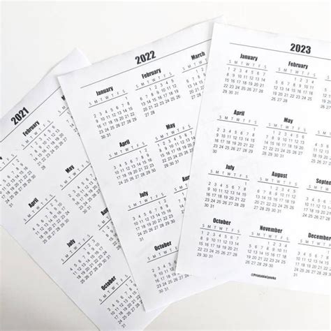 2021 2022 2023 Printable Calendars Pdf A4 A5 Letter Sizes Mini