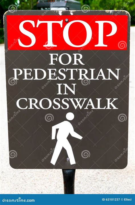 Stop Sign For Pedestrian Stock Image Image Of Public 63101237