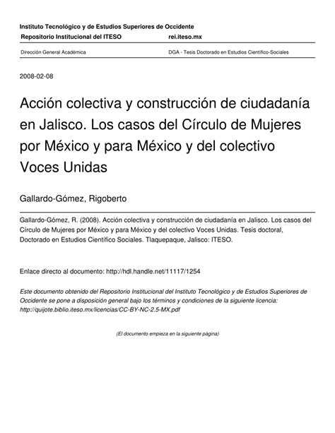 PDF Acción colectiva y construcción de ciudadanía en Jalisco los