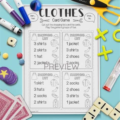 Clothes Shopping List Game Fun Esl Worksheet For Kids