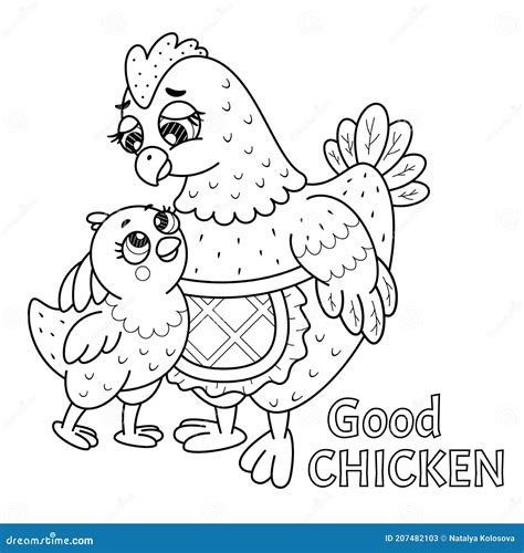 Children S Simple Coloring Page With Mother Hen And Chicken Stock