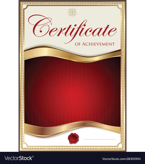 Red And Gold Certificate Template Royalty Free Vector Image