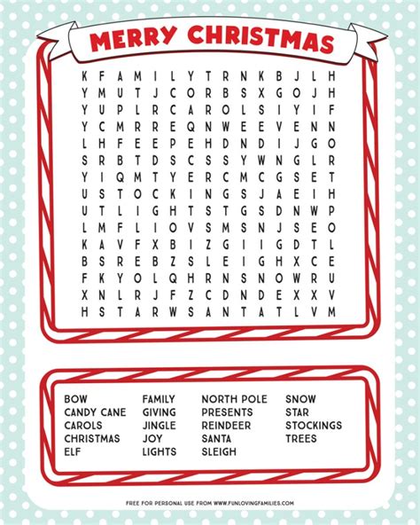 Printable Christmas Word Search Fun Loving Families