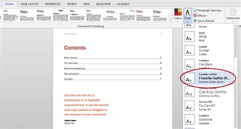 How To Change The Font Theme In A Word Template