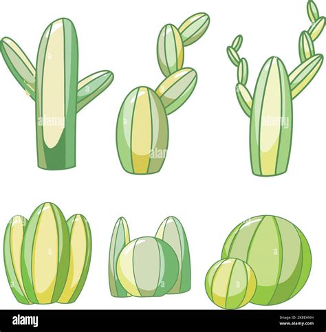Line Art Style Cactus Or Cacti Illustration Collection For Logos And