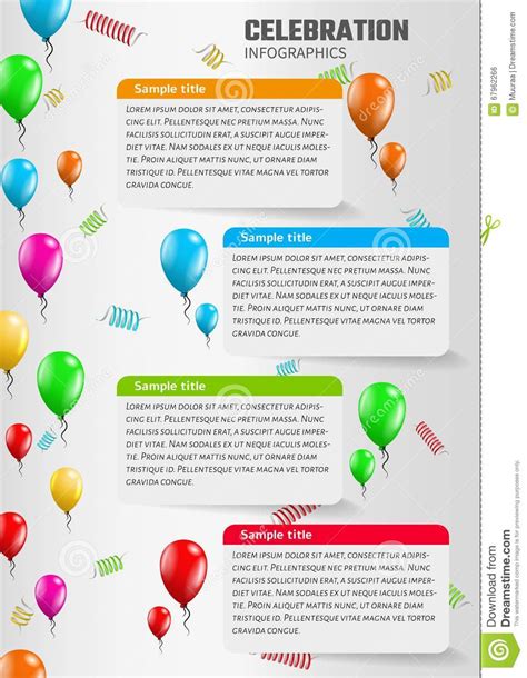Celebration Infographics With Balloons Stock Illustration