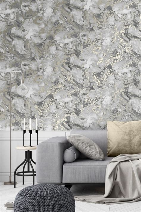 Liquid Marble Wallpaper Grey Gold With Images Marble