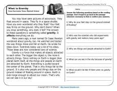 Science reading comprehension worksheets is a great way to teach science reading comprehension study plans, knowledge, and thinking skills. What is Gravity? | Reading comprehension worksheets, 2nd grade reading comprehension, Reading ...