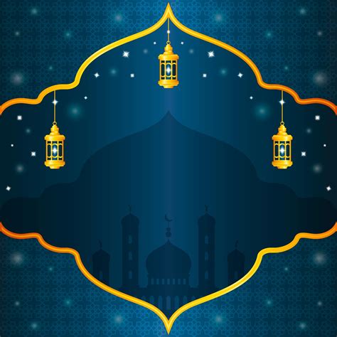 Download The Elegant Blue Isra Miraj Background With Lantern Royalty Free Vector From