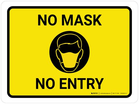 No Mask No Entry With Icon Landscape Wall Sign Creative Safety Supply