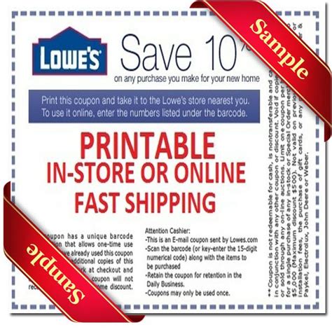 Printable Lowes Coupon 20 Off And10 Off Codes October 2023 Lowes