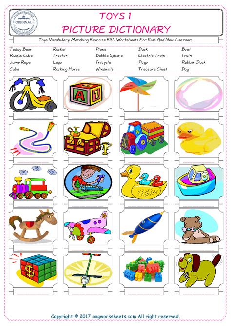 Toys English Esl Vocabulary Worksheets 1 Engworksheets