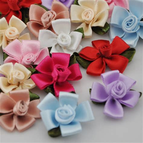 40pcs satin ribbon flowers appliques sewing craft wedding craft wedding e149 craft mobile craft