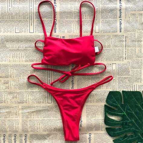 2019 micro tiny string bikini bandeau swimsuit women sexy brazilian swimwear female two piece