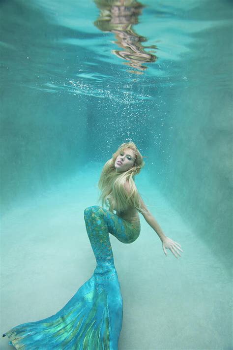 Mermaid Swimming Under Water Art Print By Ariel Skelley