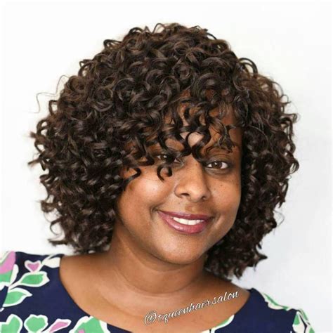 African American Curly Bob With Bangs Curly Crochet Hair Styles Curly Hair With Bangs