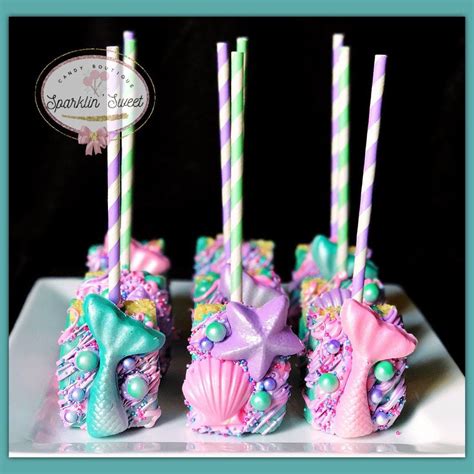 12 Mermaid Chocolate Rice Krispy Treats Mermaid Birthday Party Candy