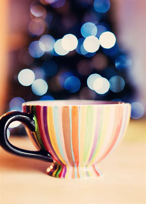 Tea Cup Stripes Rainbow Color Bokeh Lights Tea Riffic Bokeh Effect