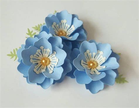 Handmade Paper Flower Embellishments Blue Scrapbook Card Making Tag Decor Party Supply