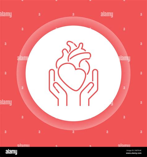 Health Care Cardiovascular System Color Button Icon Cardiology Stock